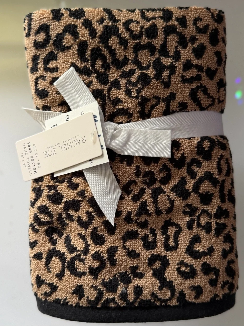 Rachel Zoe Luxe Classic Leopard cheetah animal Print bath hand washcloth Towel